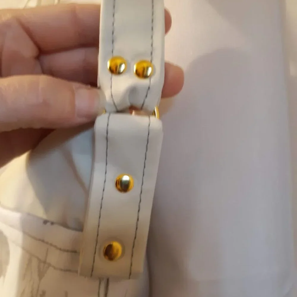 NEW Southwestern Faux Leather & Canvas Buffalo print mini Tote bag Purse Ivory - Picture 7 of 10